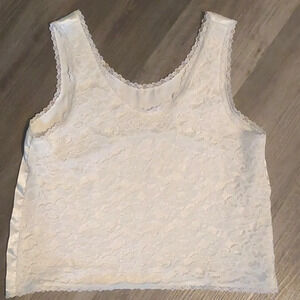 Vintage lace & Satin front Camisole Cami white sz Large